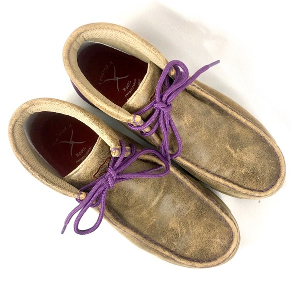 Twisted X Shoes - Twisted X Driving Moc Leather w/purple Size 7